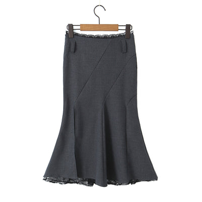 Lace Stitching Fishtail Elegant Slimming Sheath Skirt