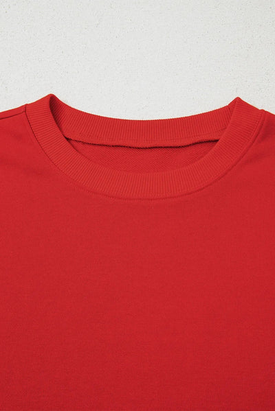 Fiery Red Varsity Striped Detail Drop Shoulder Oversized Sweatshirt