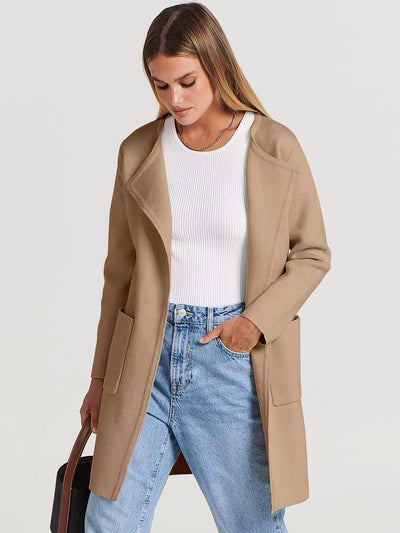 Fashion All-match Comfort And Casual Woolen Turn-down Collar Coat