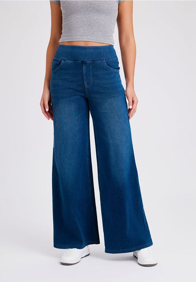 New Plus Size Women's High Waist Flared Jeans With Multiple Pockets, Straight Loose Fit, Distressed Casual Denim Pants