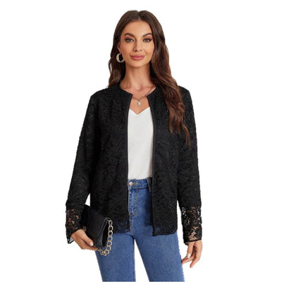Women's Small Suit Western Style All-matching Solid Color Lace Shirt Coat